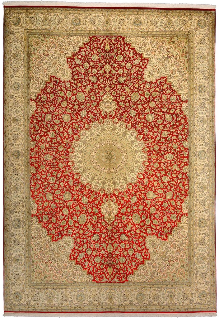 Cashmere Silk Tappeto orientale 340x250 Beige (Indian) Annodato A Mano