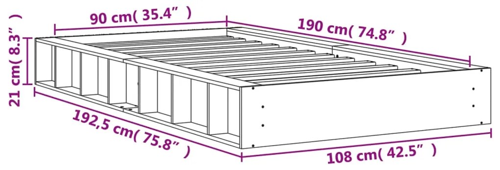 Giroletto Marrone Cera 90x190 cm in Legno Massello di Pino