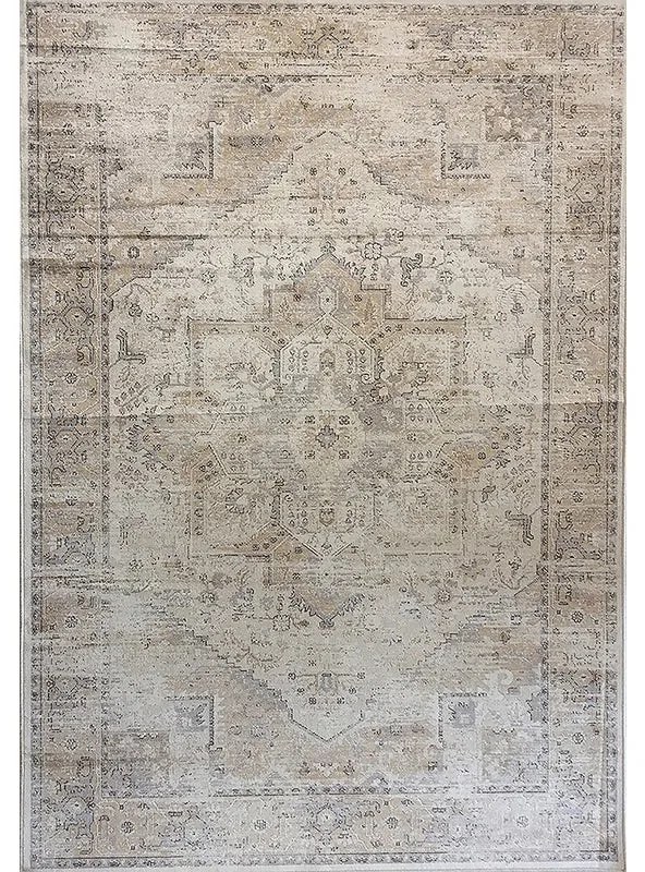 Tappeto Lotus orientale in viscosa beige, L 200 x L 140 cm