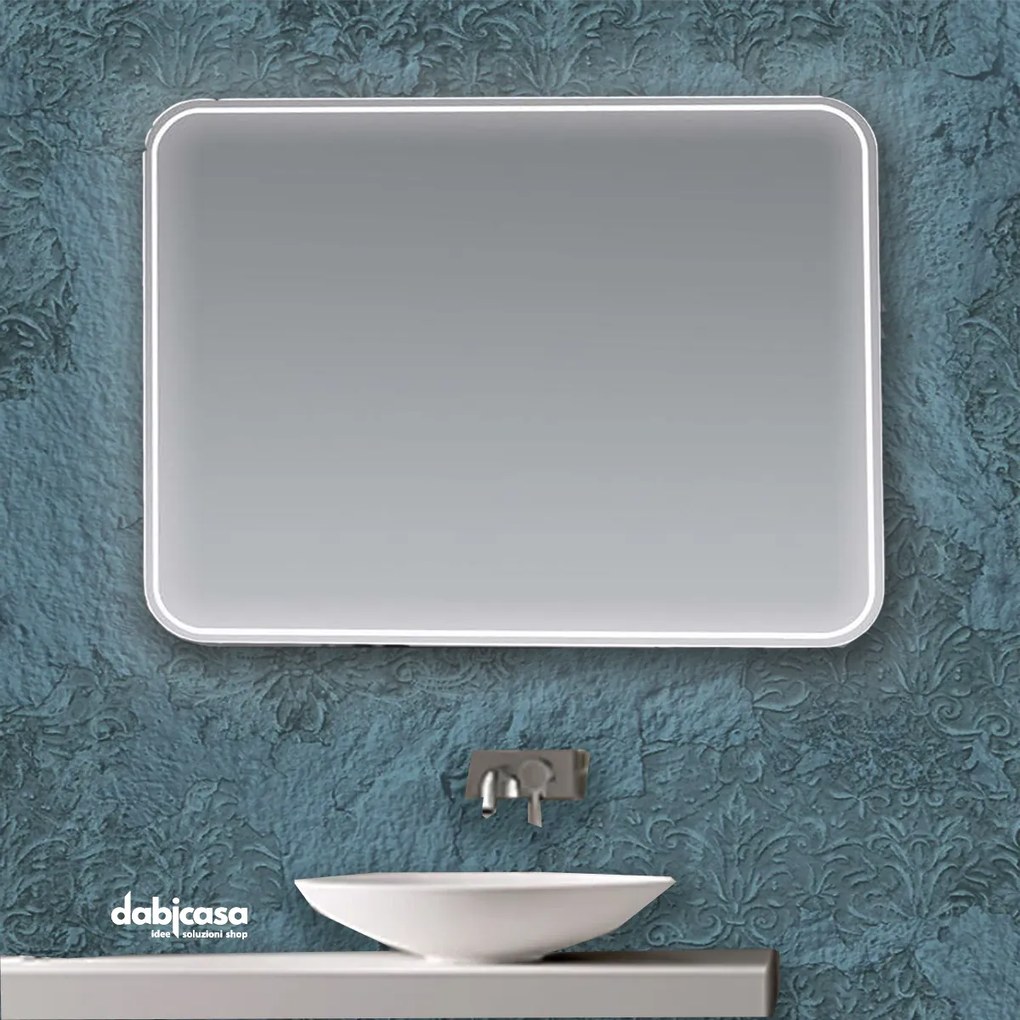 Specchio Linea "Virgo" Retroilluminato Stondato LED 80x60 cm Reversibile