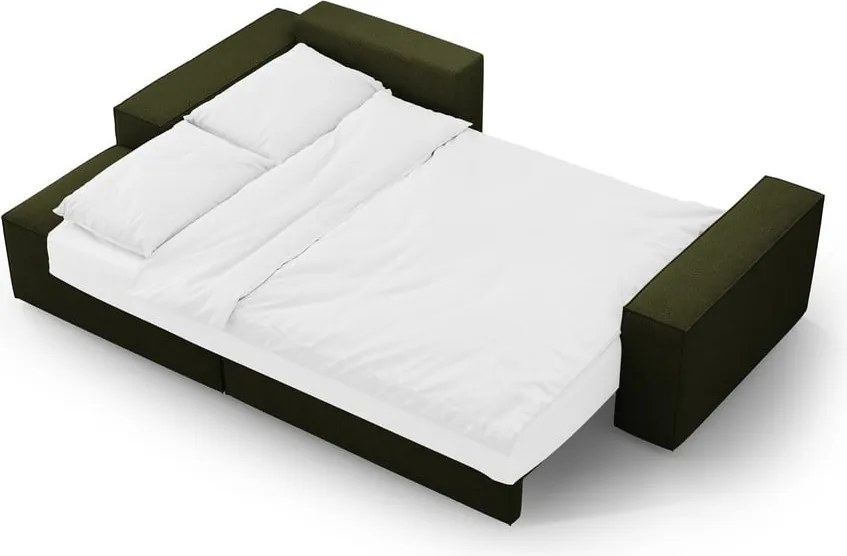 Divano letto angolare verde scuro in tessuto bouclé (angolo sinistro) Jodie - Micadoni Home