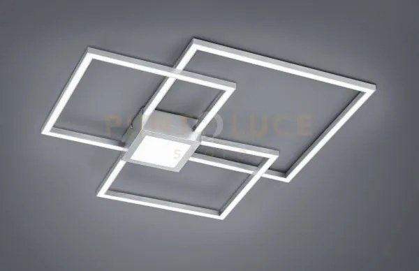 Hydra plafoniera led 38w 4400lm, 3000k metallo acciaio triplo quadr...