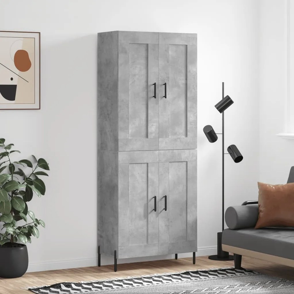 Credenza grigio cemento 69,5x34x180 cm in legno multistrato