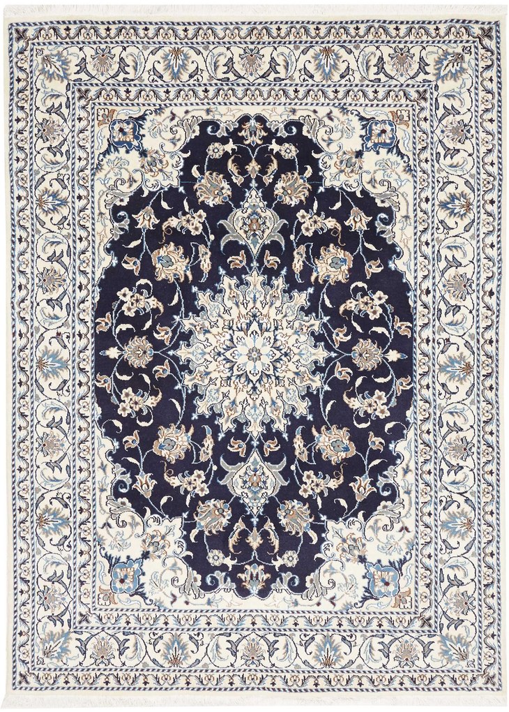 Nain Tappeto persiano 210x150 Blu (Iran) Annodato A Mano