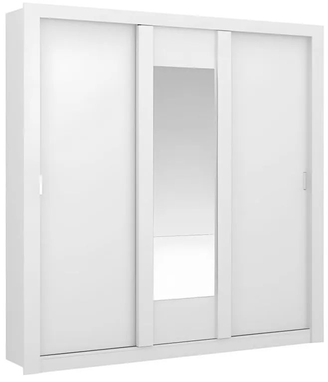 Armadio con specchio  3 ante scorrevoli  L220 cm Bianco - ROXANE