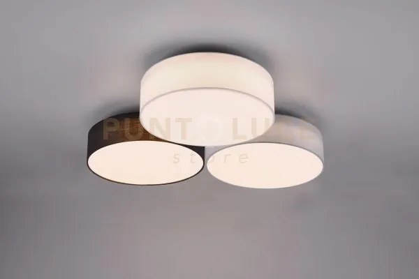 Lugano plafoniera 3 diffusori bianco-nero-grigio l. 64,5cm