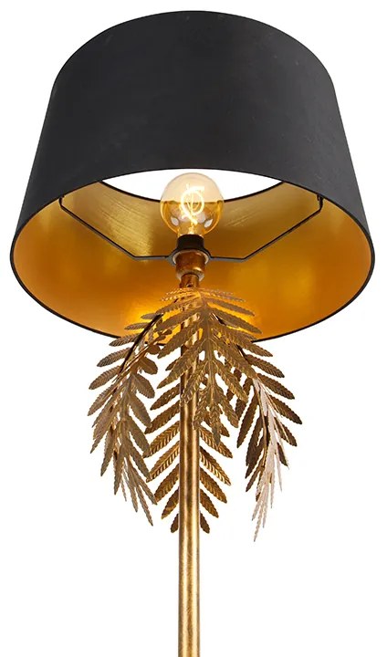 Lampada da terra oro 145 cm con paralume in cotone nero 50 cm - Botanica