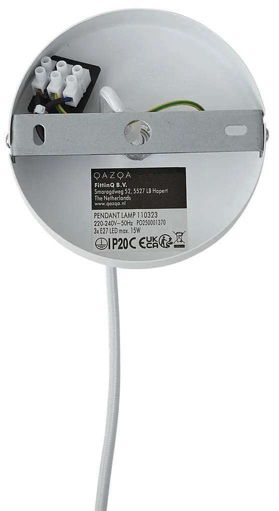 Lampada a sospensione moderna bianca 50cm 3 luci - Drum Duo