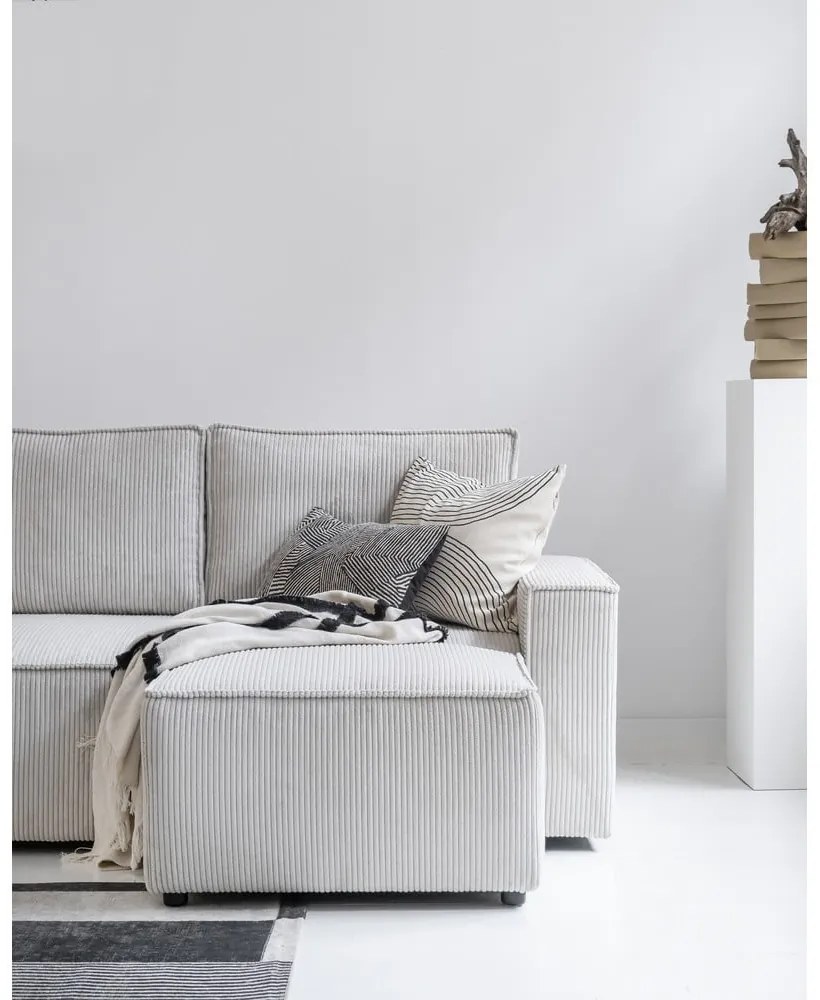 Divano letto angolare in velluto a coste bianco Brave Dave - Miuform