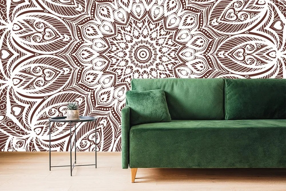 Carta da parati – Mandala dell'armonia su sfondo marrone