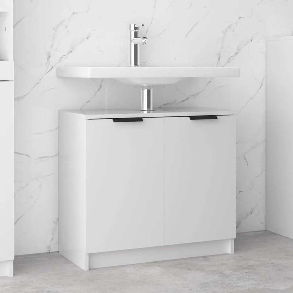 Mobile Da Bagno Bianco Lucido 64,5x33,5x59 Cm Legno Multistrato /