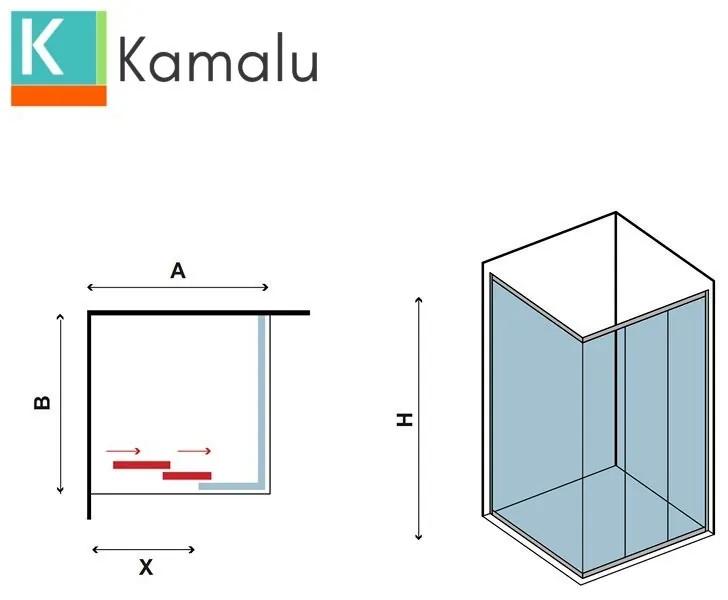 Kamalu - box doccia 120x70 trasparente apertura scorrimento kp3000s