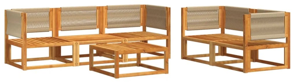 Set divano da giardino 6 pz con cuscini in massello di acacia
