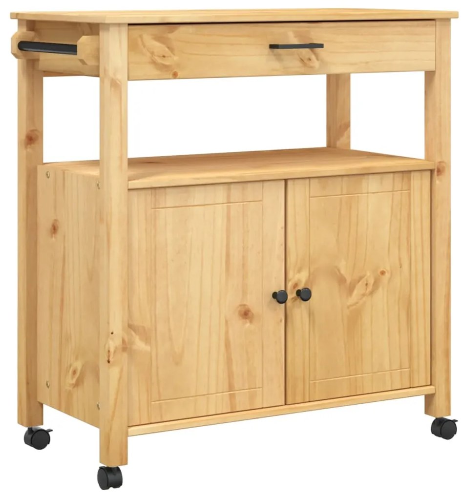Carrello da cucina monza 84x40x90 cm in legno massello di pino