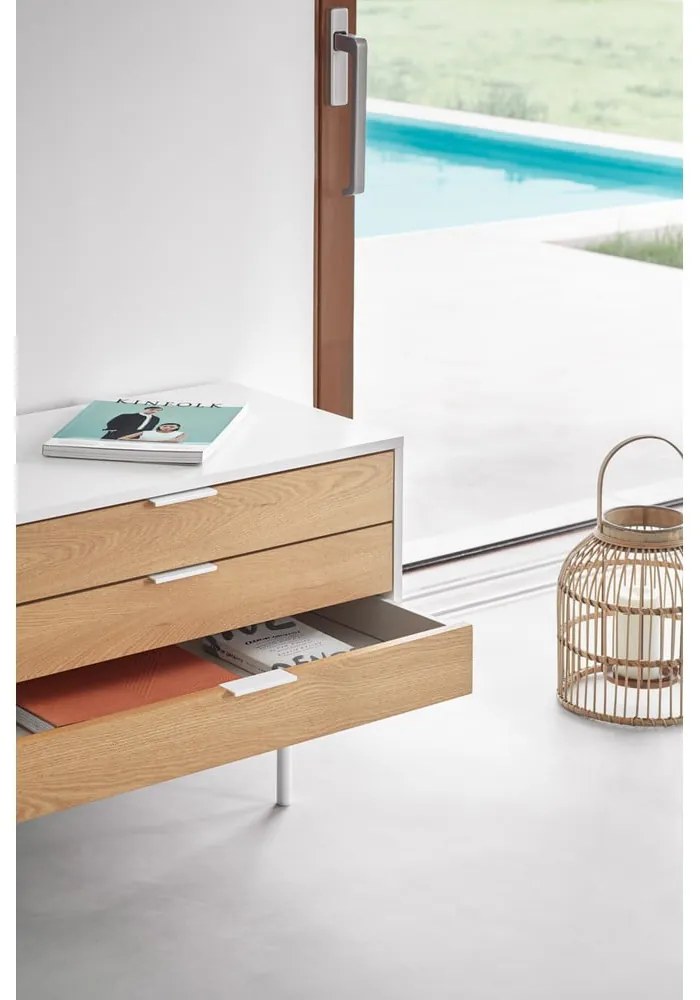 Mobile TV bianco-colore naturale effetto rovere 180x52 cm Sierra – Teulat