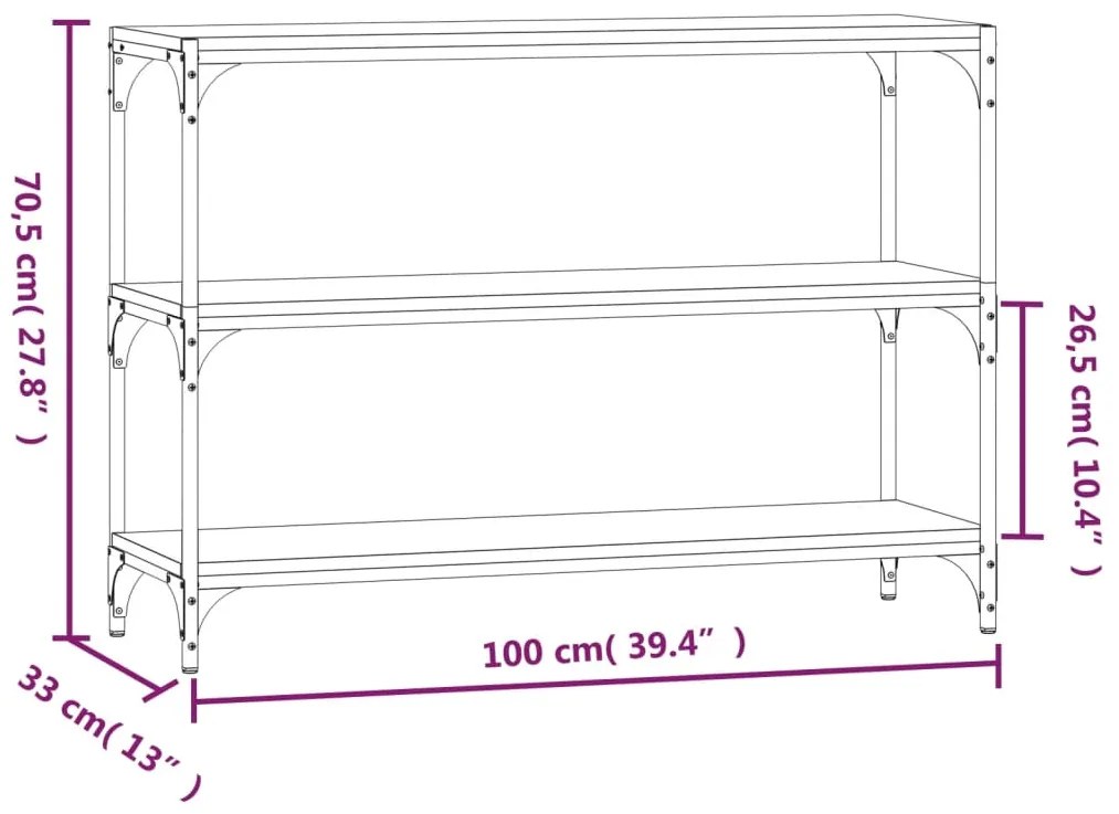 Libreria Rovere Marrone 100x33x70,5cm Legno Multistrato Acciaio