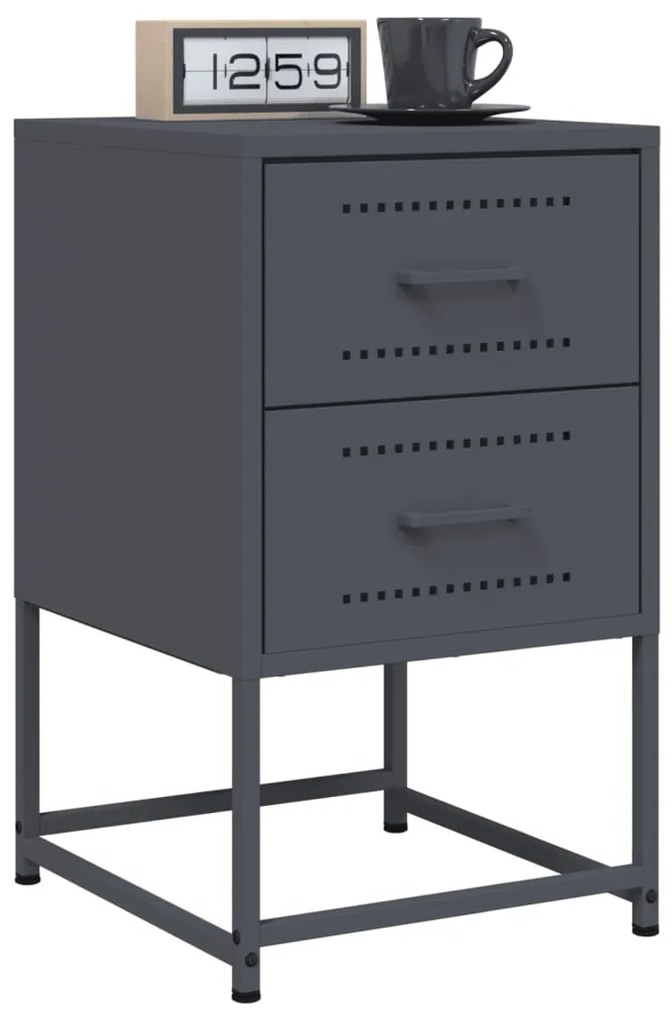 Comodini 2 Pz Antracite 36x39x60,5 Cm İn Acciaio /
