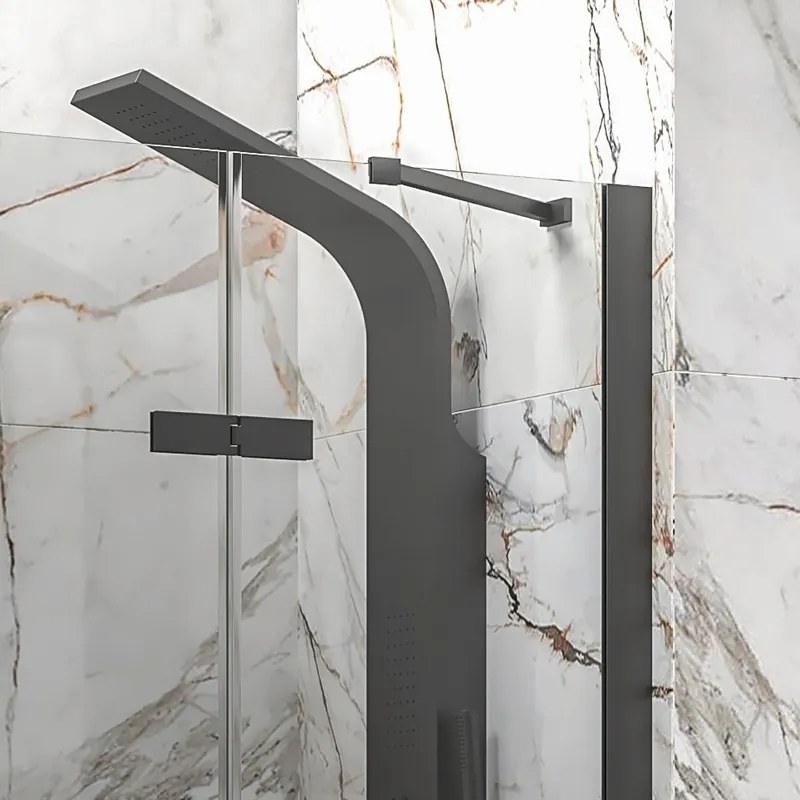 Porta doccia battente 130 cm nera con fisso | KT4000N - KAMALU