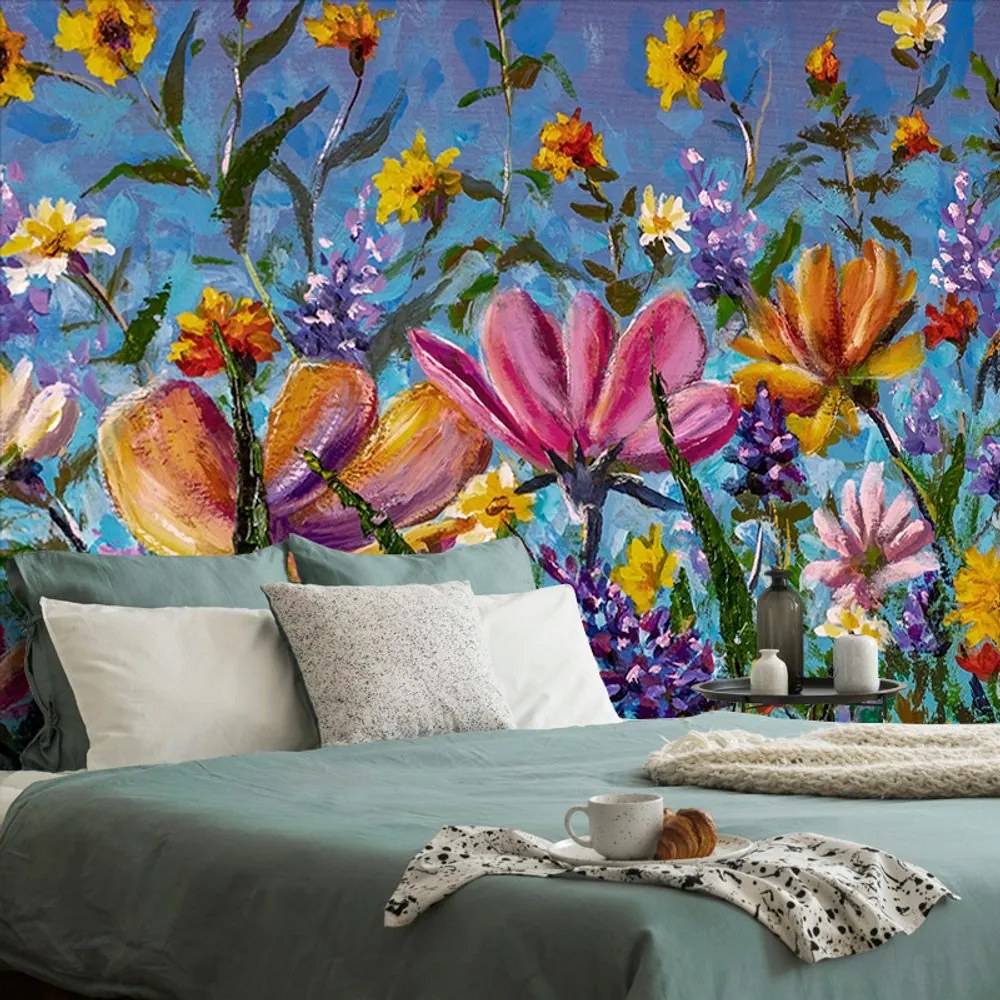 Carta da parati – Fiori colorati nel prato
