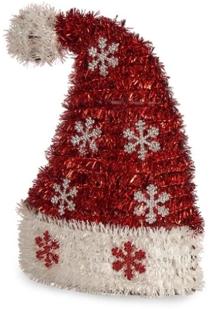 Statua Decorativa Cappello di Babbo Natale Tinsel Bianco Rosso polipropilene PET 17 x 23 x 9,5 cm (12 Unità)