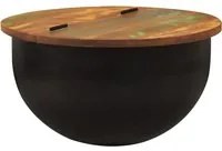 Tavolino da Salotto Nero 50x27 cm in Legno Massello di Recupero 351755