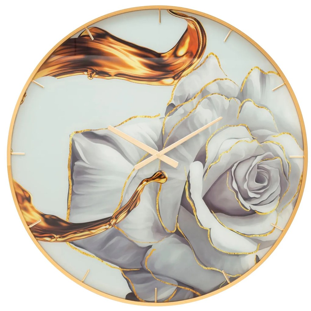 Orologio Elegante con Rosa in Vetro cm ø 80x5