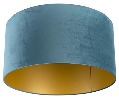 Paralume in velluto blu 50/50/25 con interno dorato