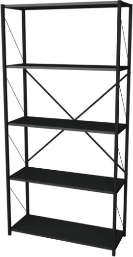 Libreria 5 Ripiani Stile Industrial 88x34x180 Jacob Antracite