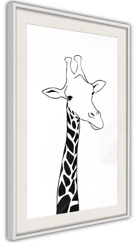 Poster  Black and White Giraffe  Cornice Quadri Cornice nera con pass-partout, Larghezza x Altezza Home decor 30x45