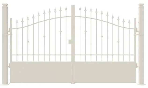 Cancello manuale con serratura elettrica Civetta in ferro, apertura centrale, L 308.5, H 150-180 cm, di colore bianco