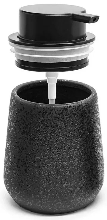 Set 3 accessori bagno da appoggio in ceramica nera con effetto glitter