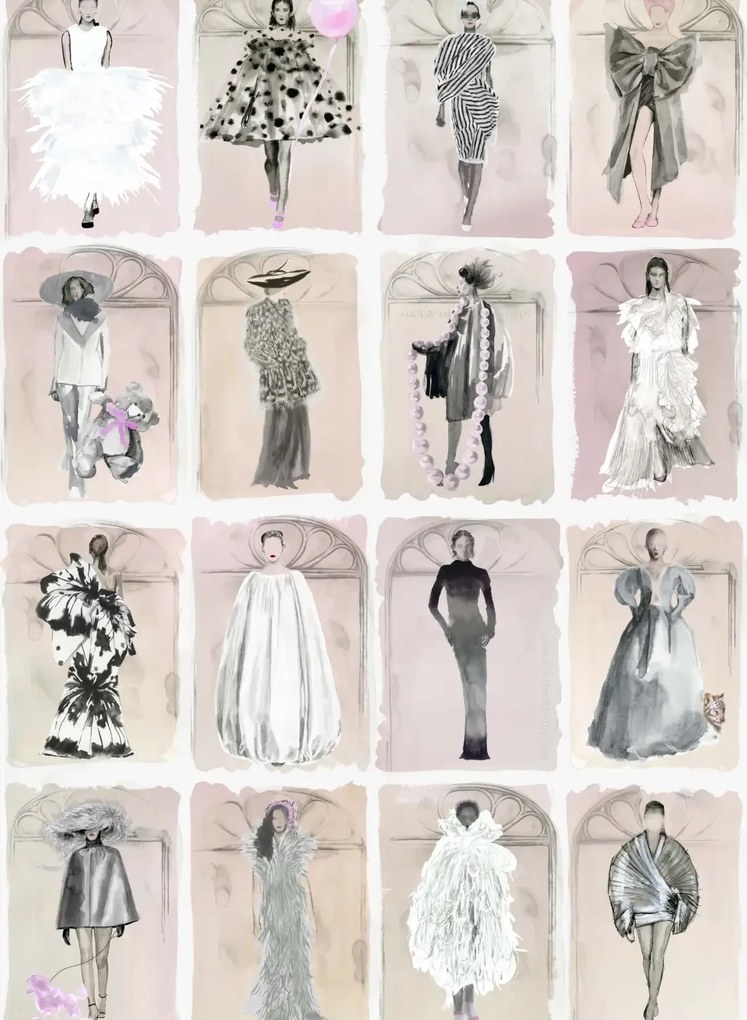 Cole & Son Carta da parati Couture Carousel with Windows - Blush Pearl