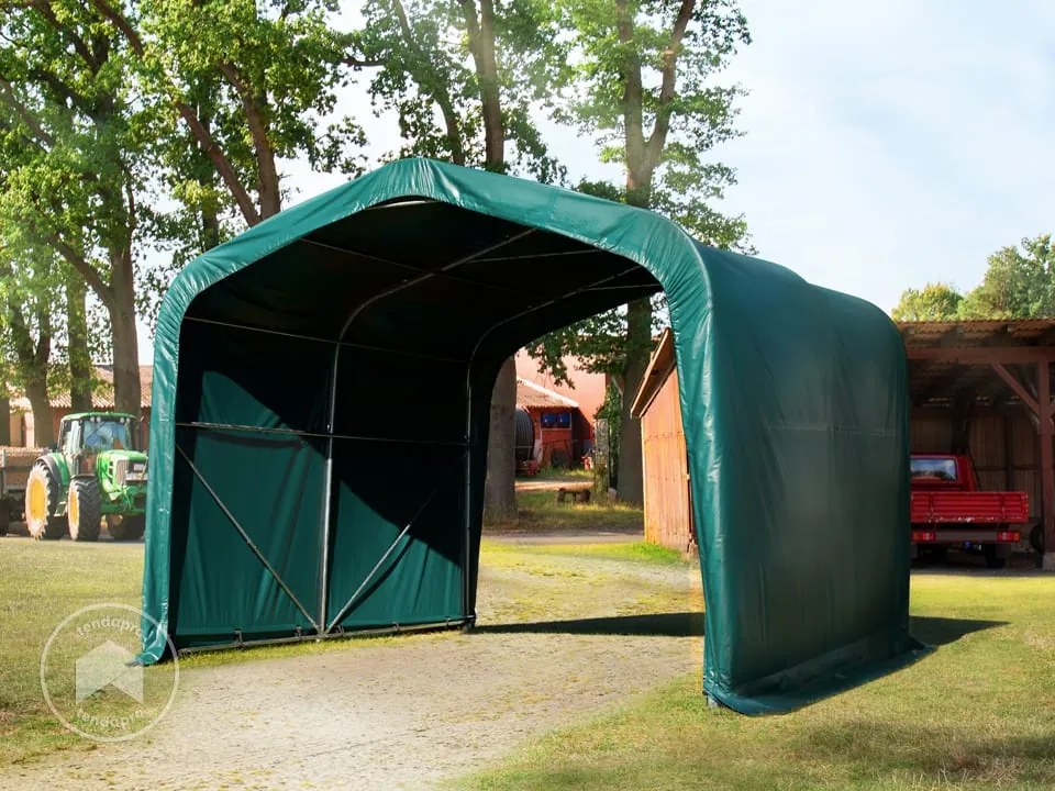 TOOLPORT Tenda agricola 4x4m, verde scuro, Telo in PVC, fissaggio per terreno - (49908)