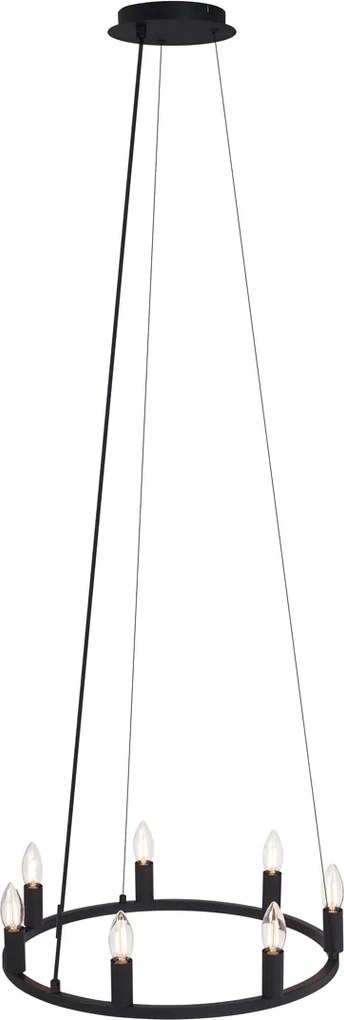 Smart hanglamp zwart 7-lichts incl. Wifi C35 - Knight