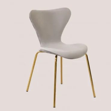 Sedia Da Pranzo Impilabile In Velluto Stile Uit Grigio Chiaro & Dorato - Sklum