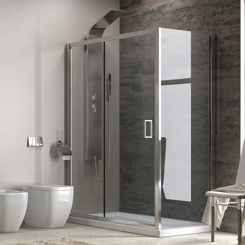 Cabina doccia 130x70 cm fisso 70cm vetro trasparente altezza 180cm | K410NS - KAMALU