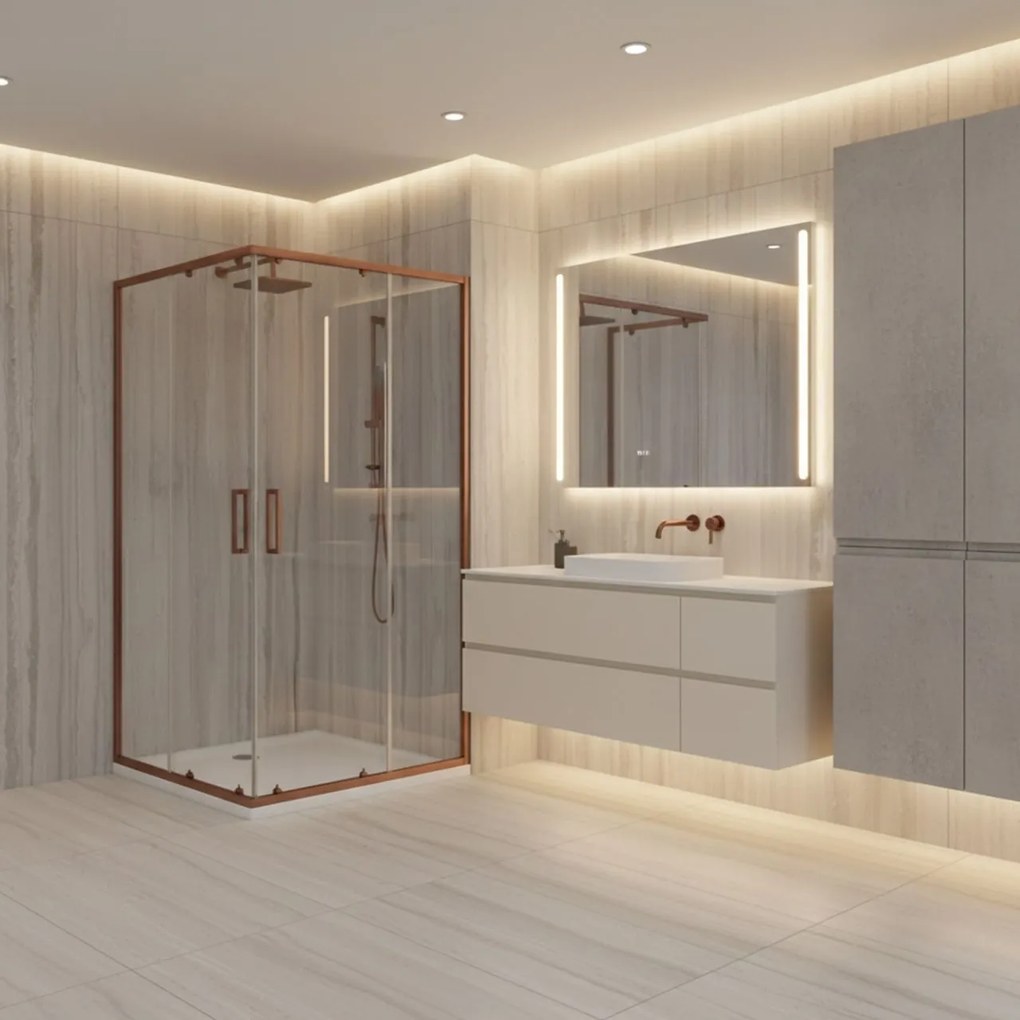Cabina doccia angolare Rea City in rame spazzolato – 80x100 cm