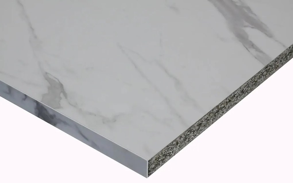 Piano cucina in truciolare rivestito in laminato hpl marmo bianco Marmo Bianco L 304 x P 63 cm, spessore 3.8 cm
