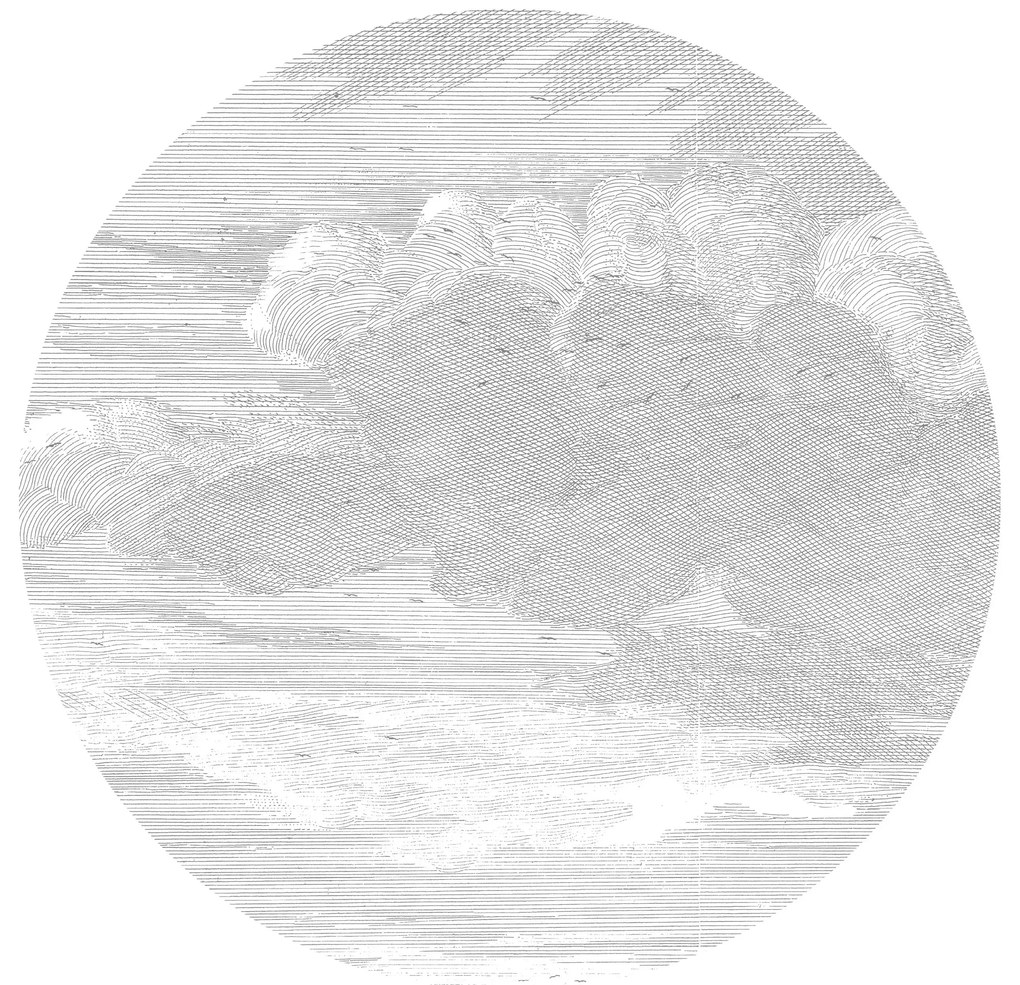 KEK Amsterdam Carta da parati panoramica Engraved Clouds 1 Circle - M - 1.9m