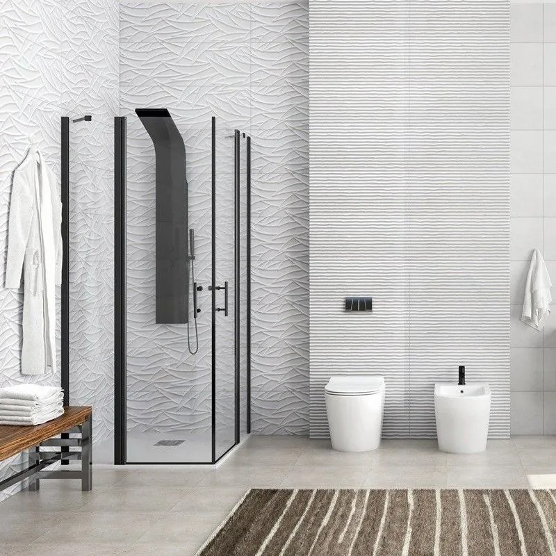 Kamalu - cabina doccia nera 105x110 doppio battente | kpx1000n