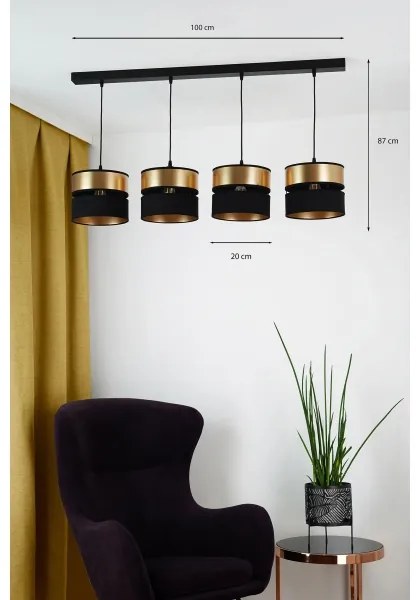 Brilagi - Lampadario a sospensione con filo ROYAL 4xE27/15W/230V nero/oro