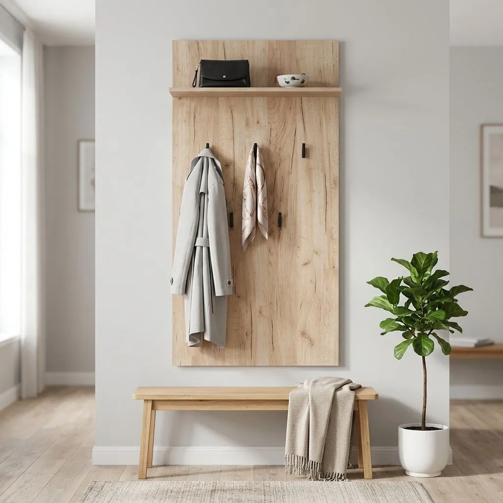 DODO - attaccapanni da parete moderno con mensola colore rovere