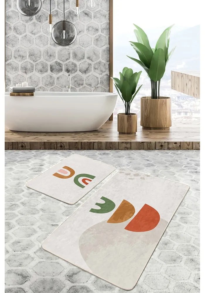 Tappeti da bagno beige in set da 2 100x60 cm - Minimalist Home World