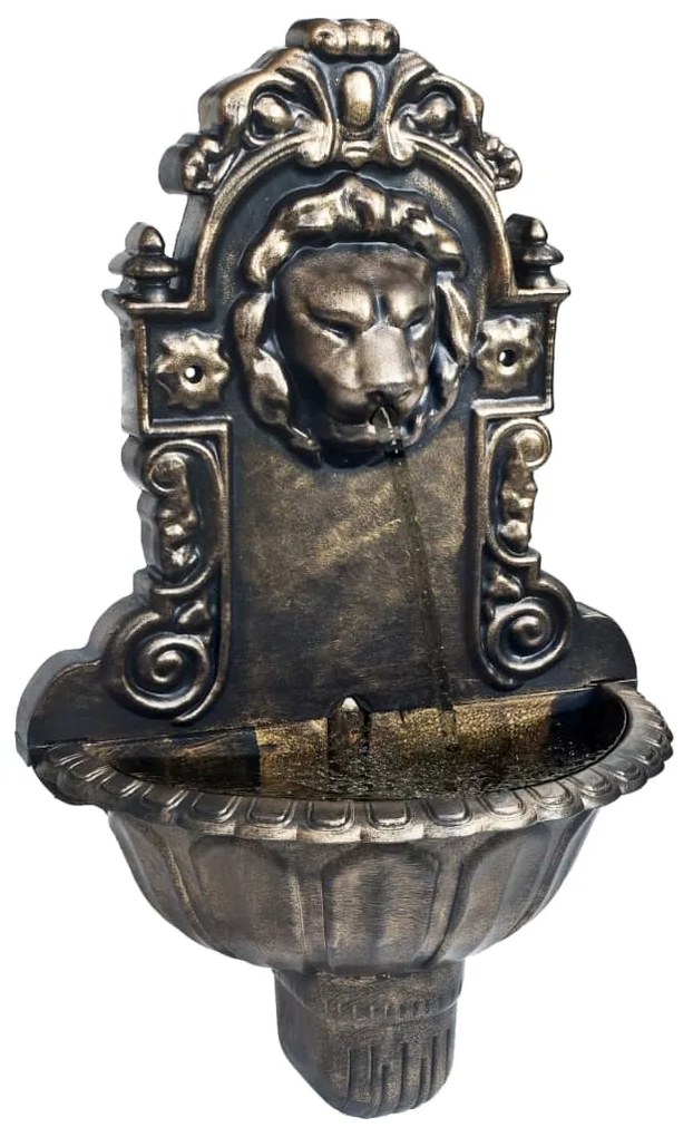 Fontana A Muro Design A Testa Di Leone Bronzo /