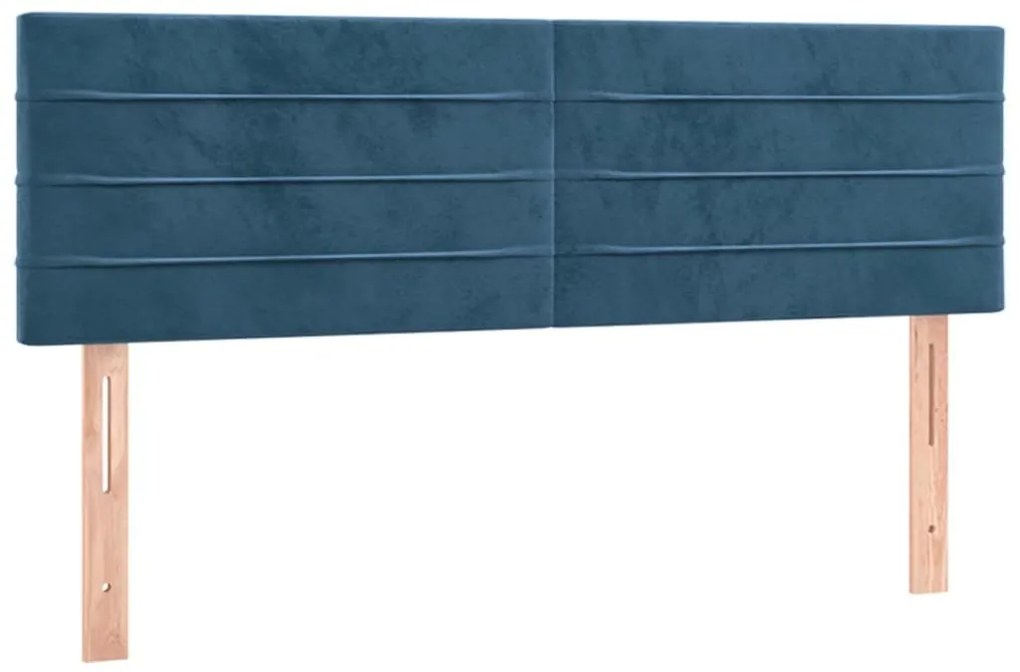 Testiera a led blu scuro 144x5x78/88 cm in velluto