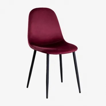 Confezione da 4 sedie da pranzo in velluto Glamm Rosso Bordeaux & - Sklum