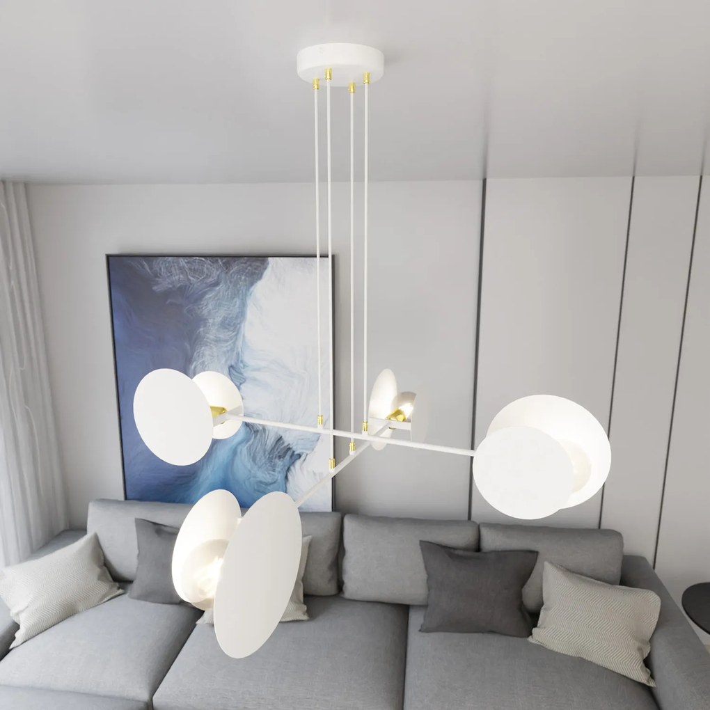 Lampadario Moderno 1 Luce Izanami In Acciaio Bianco Con Bracci