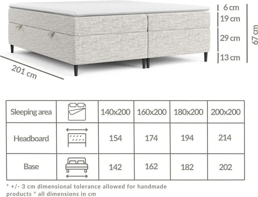 Letto boxspring blu scuro con contenitore 200x200 cm Araya - Maison de Rêve