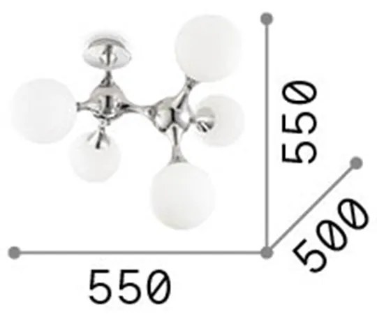 Plafoniera Contemporanea Nodi Metallo Bianco 5 Luci E14