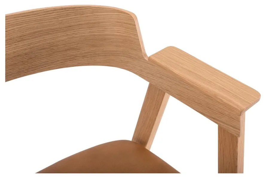 Sedia da pranzo marrone/di colore naturale in pelle con braccioli Flip – Gazzda